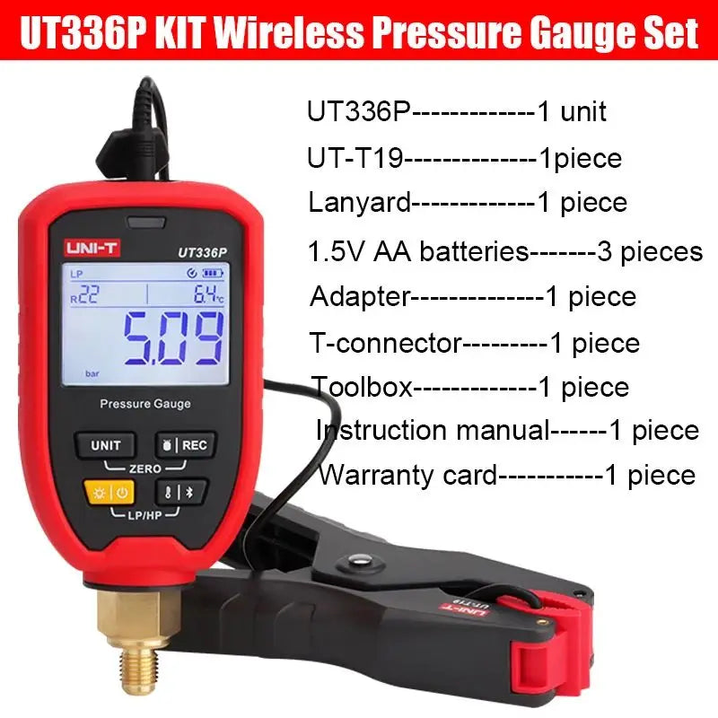 UNI-T UT336P UT336P KIT Wireless Pressure Gauge Bluetooth APP High-pressure Gauge Air Conditioning Refrigeration System Tester