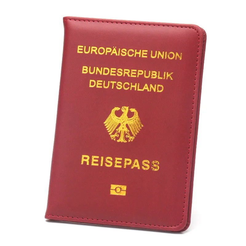 German Passport Holder Men Women PU Leather Passport Covers Portable Passport Case Id Holder Ticket Holder Travel Accessories