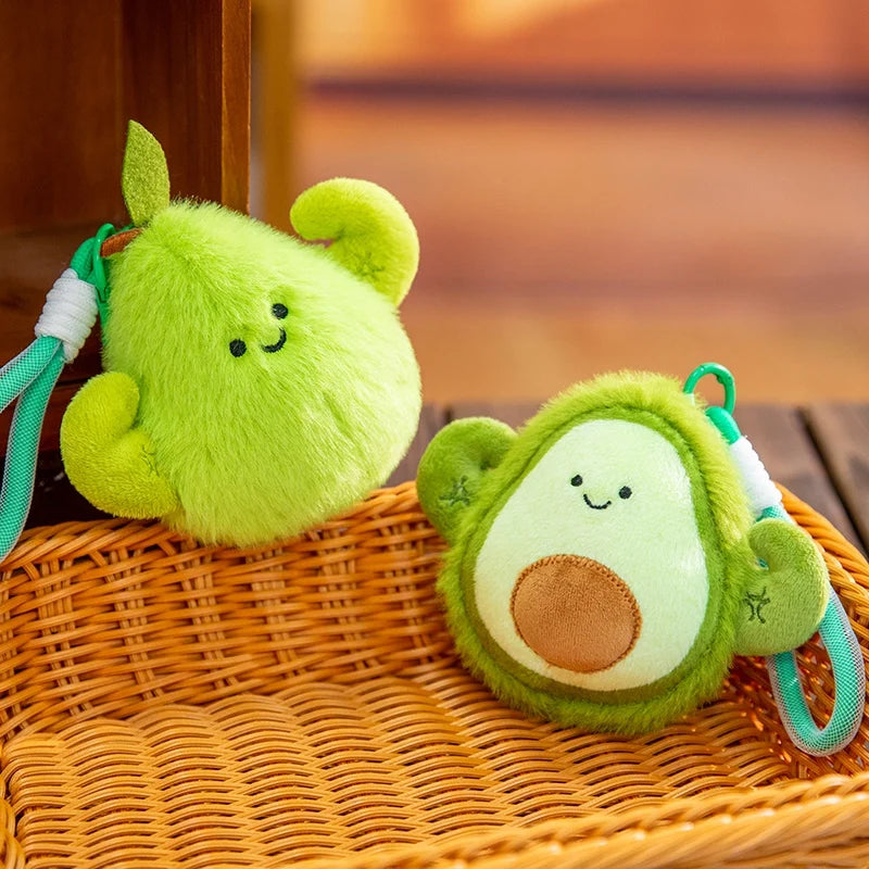 2026 New 12cm Cute Fruit Plush Keychain Avocado Banana Lemon Orange Kiwi Stuffed Doll Bag Pendant Car Hanging Charm Gift