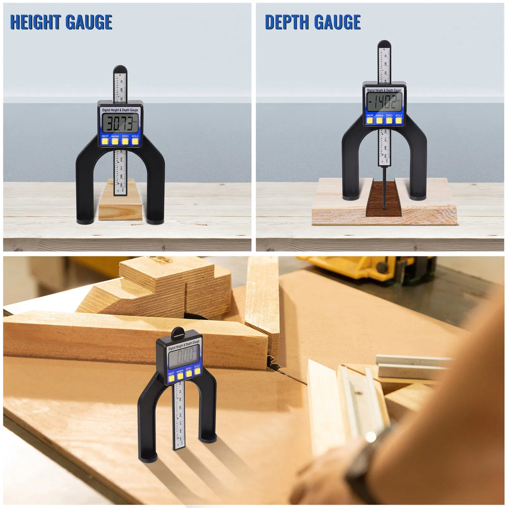 2 in Depth Height Gauge Display Measuring Tool Magnetic Base Wear Resistant Smart Digital Gauge for Woodworking