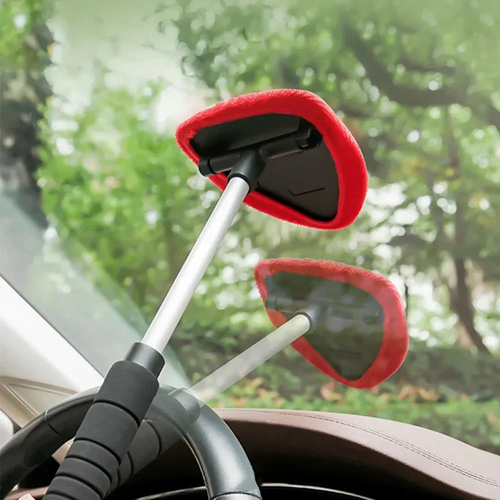 1 Set Car Windshield Long Handle Cleaning Tools Car Window Telescopic Handle Clean Brush Auto Soft Towel Brushs Car Accessories
