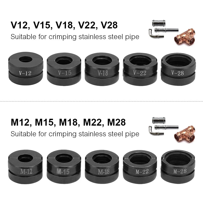 Kinds of Hydraulic Pipe Crimping Moulds TH, U Pipe Dies for Pex Fittings and V, M, VAU, VUS Pipe Dies for Copper Fittings