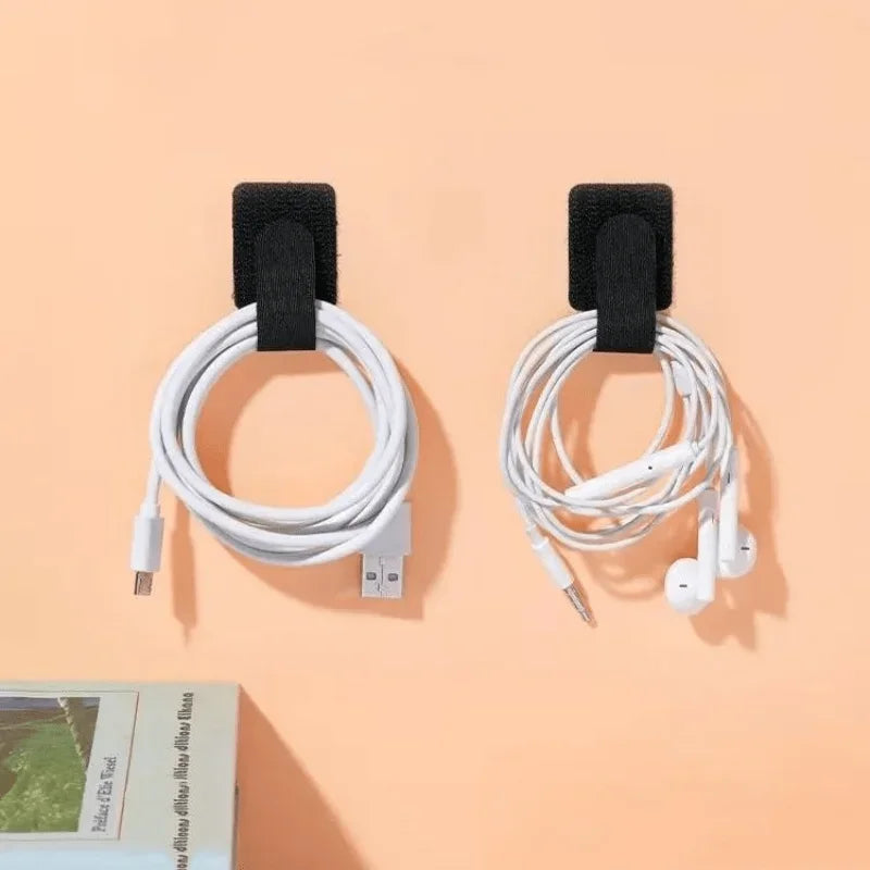 Self Adhesive Reusable Hook and Loop Cable Ties - Adjustable Cord Organizer Straps for Desk, Home & Office Cable Management