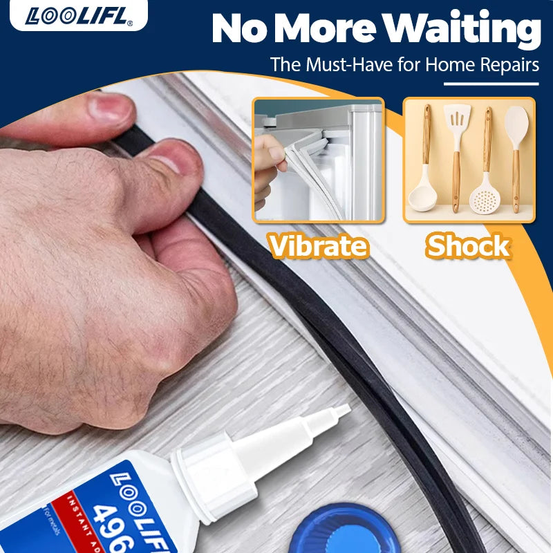 LOOLIFL 496 Instant Adhesive 5pcs, Strong Super Glue for Metal, Plastic Ceramic, Glass, Wood, Shoe Repair, Home Improvement, DIY