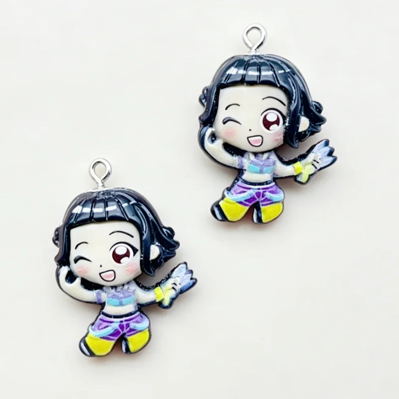 11pcs resin cartoon pendant, DIY jewelry making earrings, keychain accessories