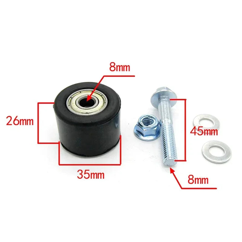 1/2PCS Motorcycle Chain Tensioner Roller Guide 8mm Pulley Wheel Slider With Bolt Gasket For YFZ 350 Car Maintenance Accessories