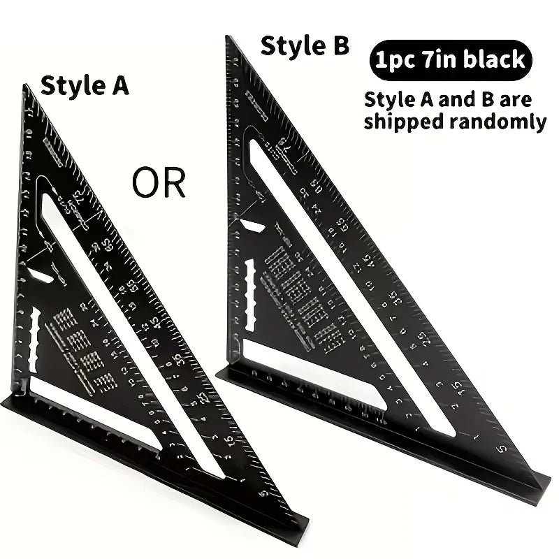 Red Aluminum Alloy Speed Square - High Precision Woodworking Triangle Ruler with Serrated Edge, 45/90 Degree Angle Measuring Too