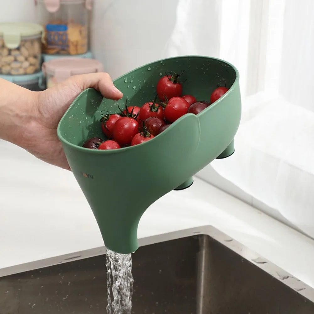 Sink Strainer Elephant Drain Basket Fruit Vegetable Washing Basket Hanging Drainer Rack Multipurpose Kitchen Storage Accessories