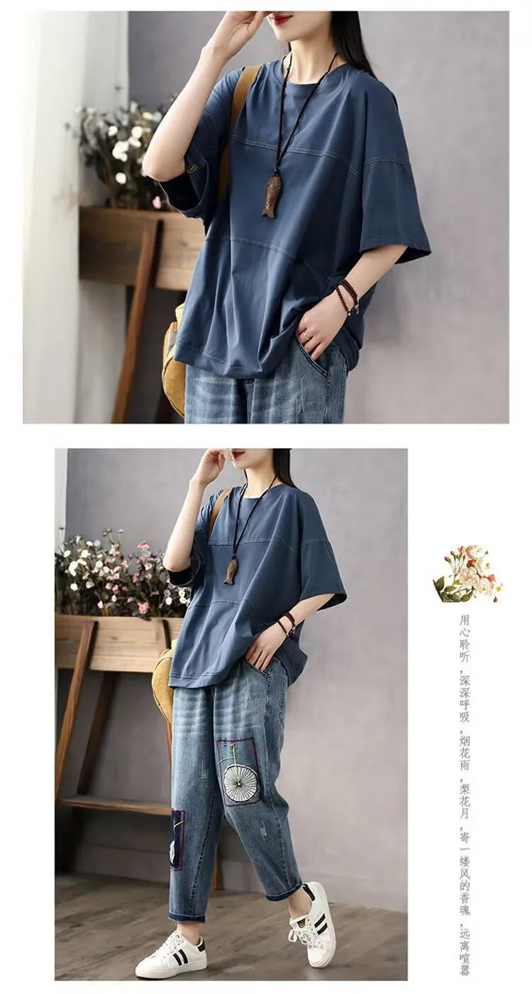 Plus Size Women's Summer Casual Solid Color T-Shirt Loose Office Lady Fashion New Arrival Trendy Comfortable
