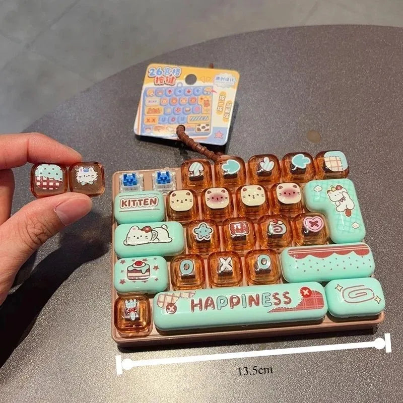 26Grid Keycap /*Clicker Anti Stress Fidget Keyboard Keychain Decompression Button Cartoon Hand Relax Party Favor Gift 26구 키캡 키링