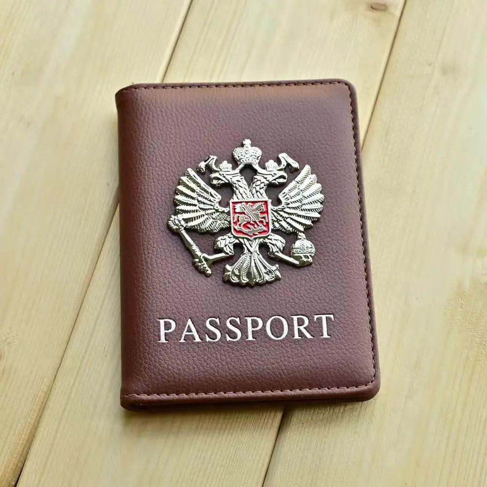 Metal Russian National Emblem Passport Cover Fashion Travel Wallet Passport Bag Travel Document Organizer Passports Clip