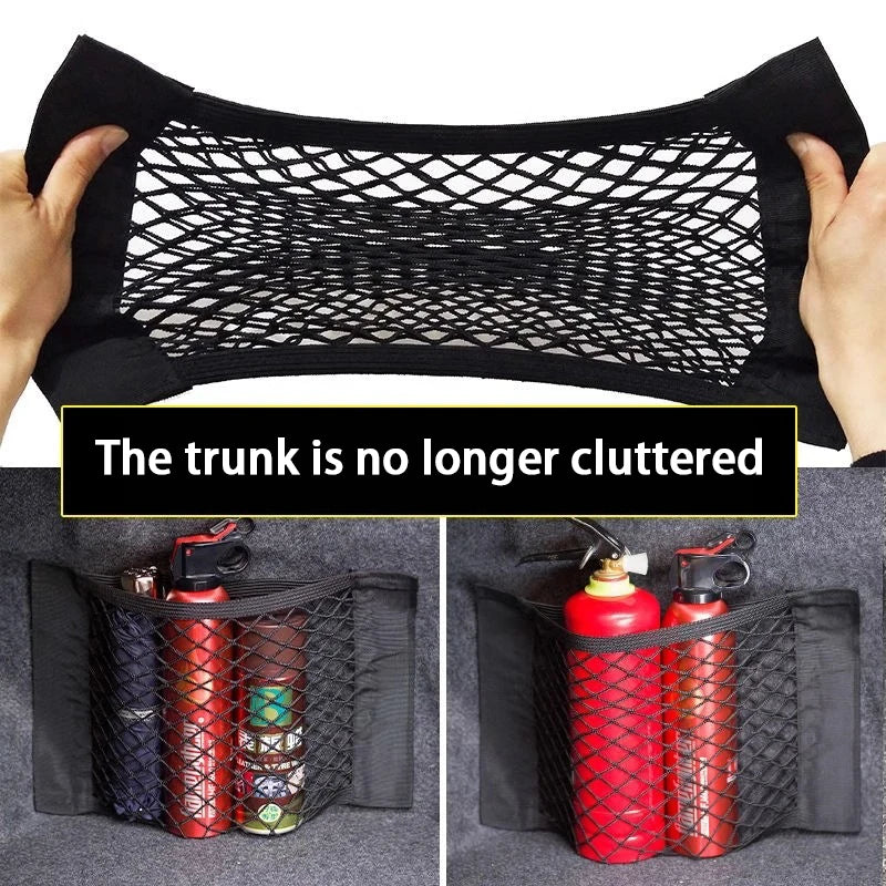 Car Trunk Storage Net Pocket Velcro Car Trunk Supplies Storage Net Car Storage Bag Fixation Artifact
