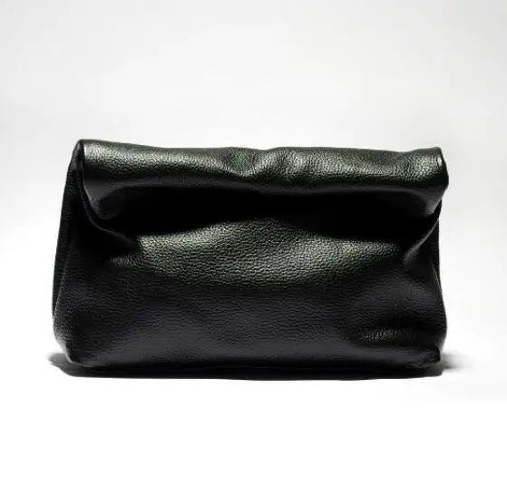 Personality Roll-Edge Leather Bag Lazy Casual Leather Soft Bag Phone Women High Quality Holding Red Large Bag Luxury Designer