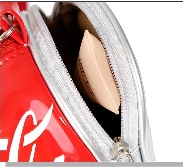 2026 New Y2K Classic Print Barrel Crossbody Bag Women Fashion PVC Transparent Shoulder Bag Funny Soda Can Shape Purse