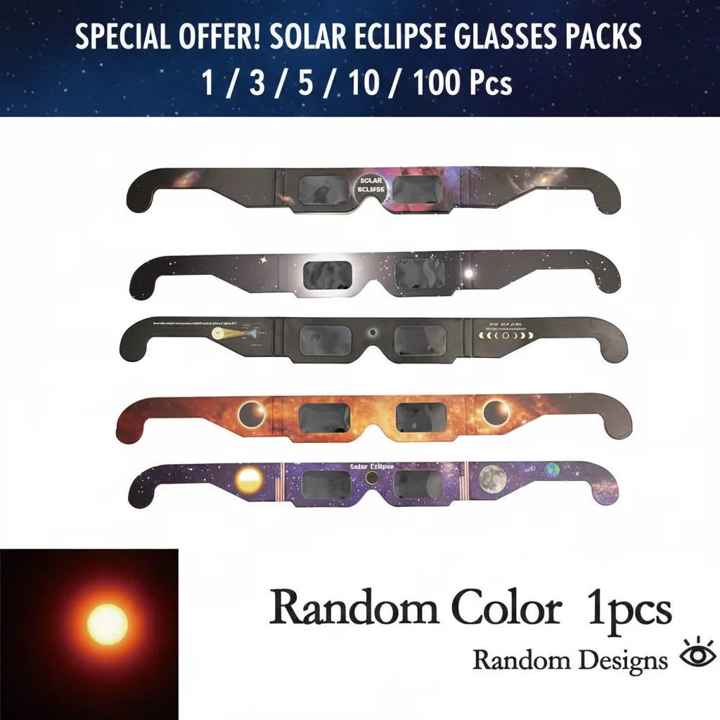 Wholesale 1/3/5/10/100Pcs Paper Solar Eclipse Glasses Safe For Direct Sun Viewing Observe Total Eclipses Partial Eclipse