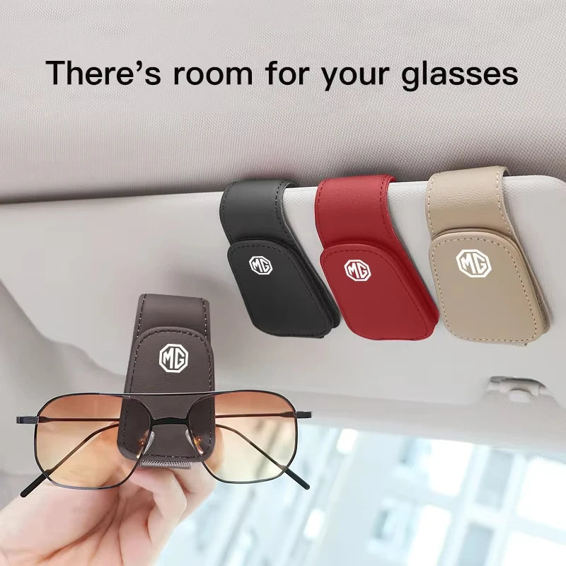 Leather Car Glasses Clip Sun Visor Credit Card Holder For MG ZS 5 7 6 Cyberster MG4 EV ES5 HS ONE GT GS MG3 EZS 3SW