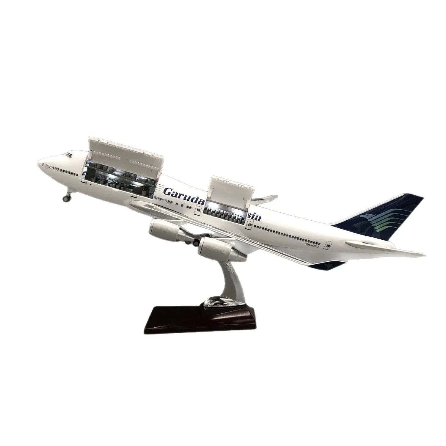 47cm Scale Aircraft Models B747 Indonesia Airways Resin Airplane Diecast Double Door With Lights Wheels Souvenir Toys Ornament