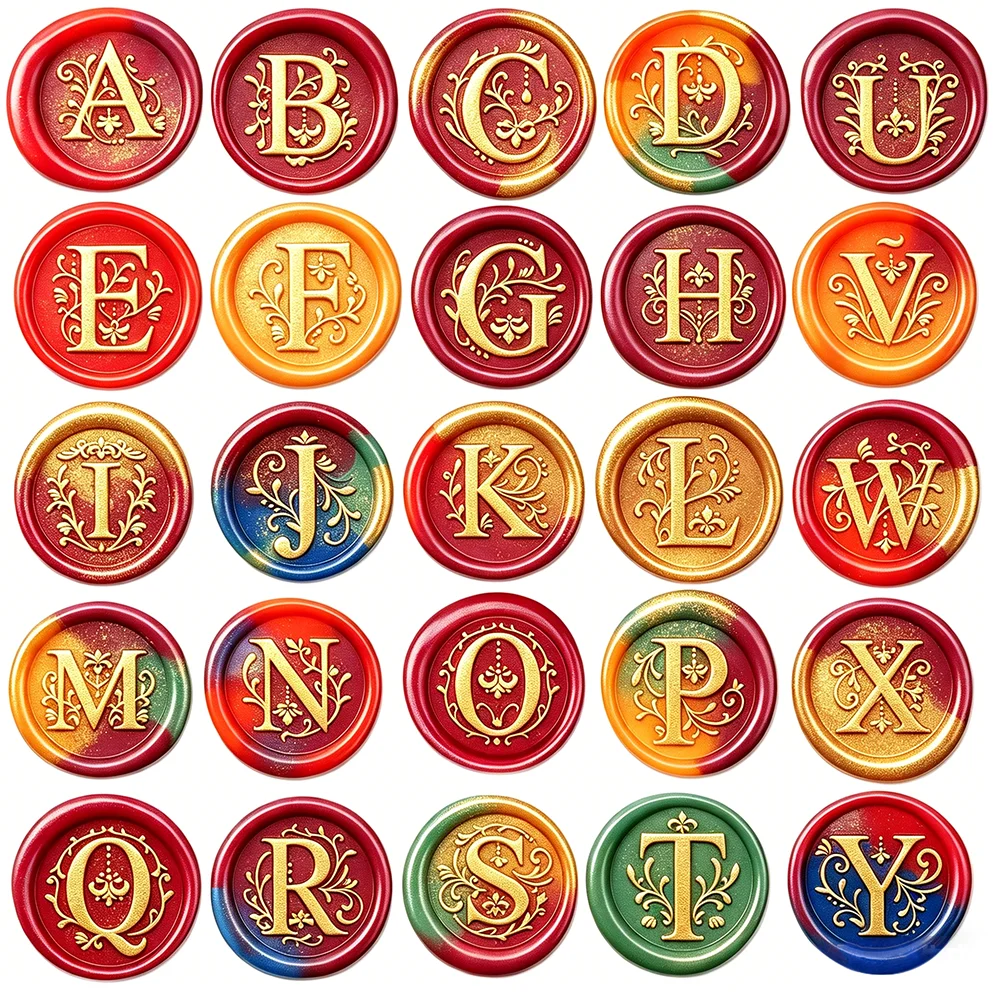 26 Letter Wax Seal Stamp,25mm Brass Head with White Bubble Handle Wax Stamp for Wedding Invitations,Birthday Cards,Envelopes