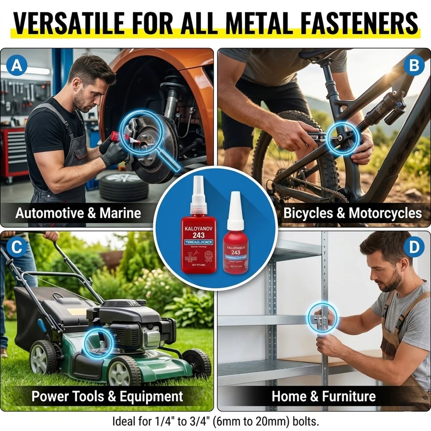 243 Threadlocker Glue Medium Strength Anaerobic Sealant Anti-Loosening Screw Adhesive for Automotive Bolts Nuts Repair 50ml