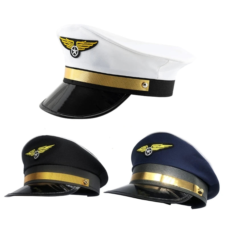 652F for Creative Pilot Hat Captain Cap Adjustable Octagonal Hat for Masquerade Party