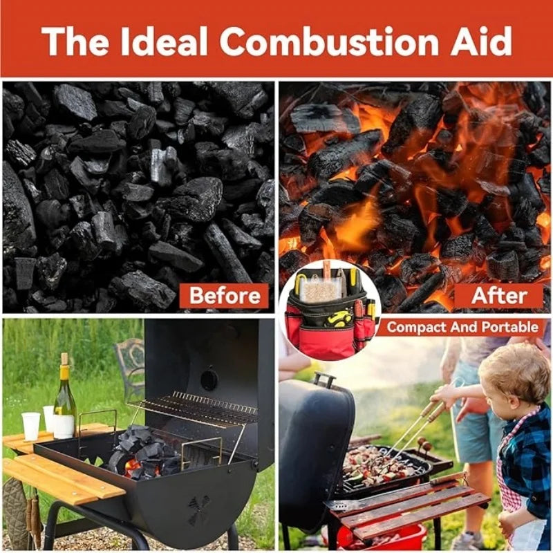 2to100pcs Charcoal Fire Starters – Odorless,  BBQFireplace, Wood Stove & Camping. Essential for Kitchen, Outdoor Travel & Cocina