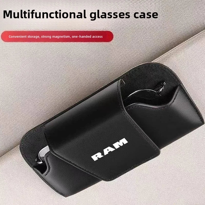 Car Sun Visor Leather Auto Sunglasses Clip Glasses Holder case Storage for RAM 1500 TRX 2500 3500 Rampage 1200 700 ProMaster EV