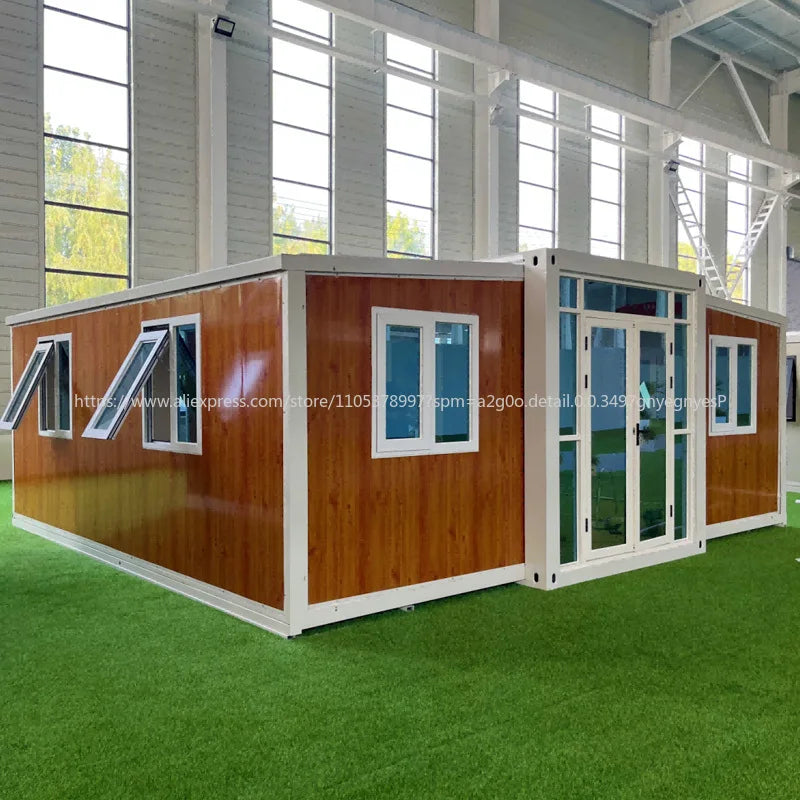 40FT Double Wing Expandable Folding Container House Prefabricated Mobile Living Unit For Outdoor Camping And Construction Sites