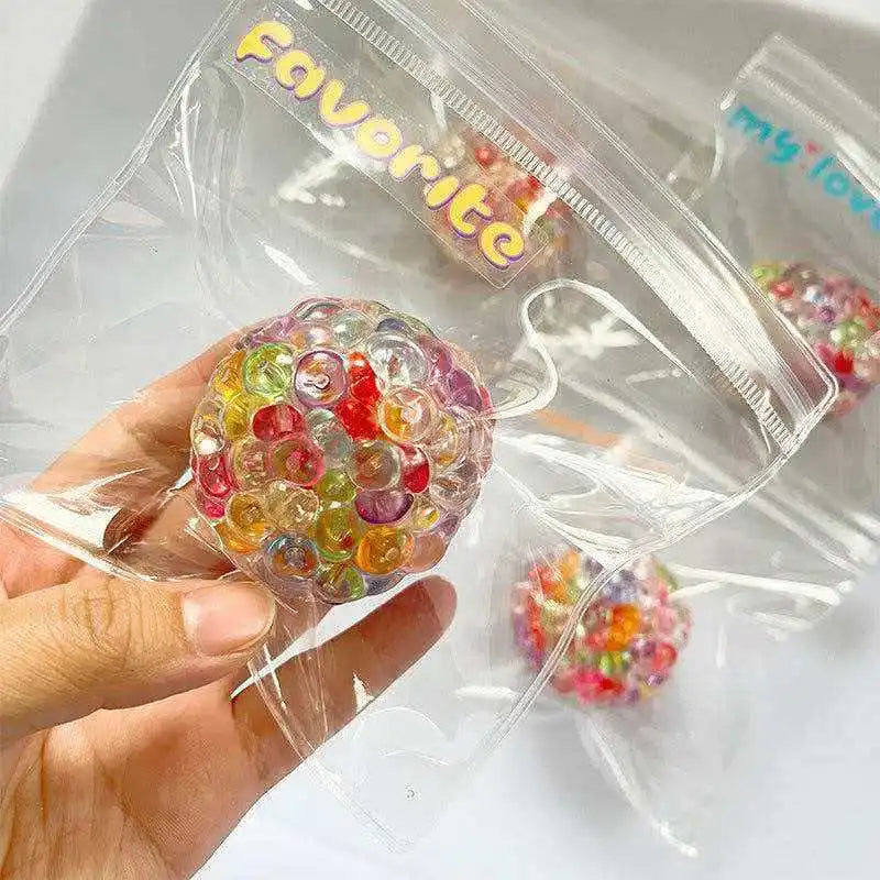 2026 New Creative Handmade Colorful Ice Cube Squishy Ball Beads Filled Crunchy Squeeze Decompression Fidget Toy Gift