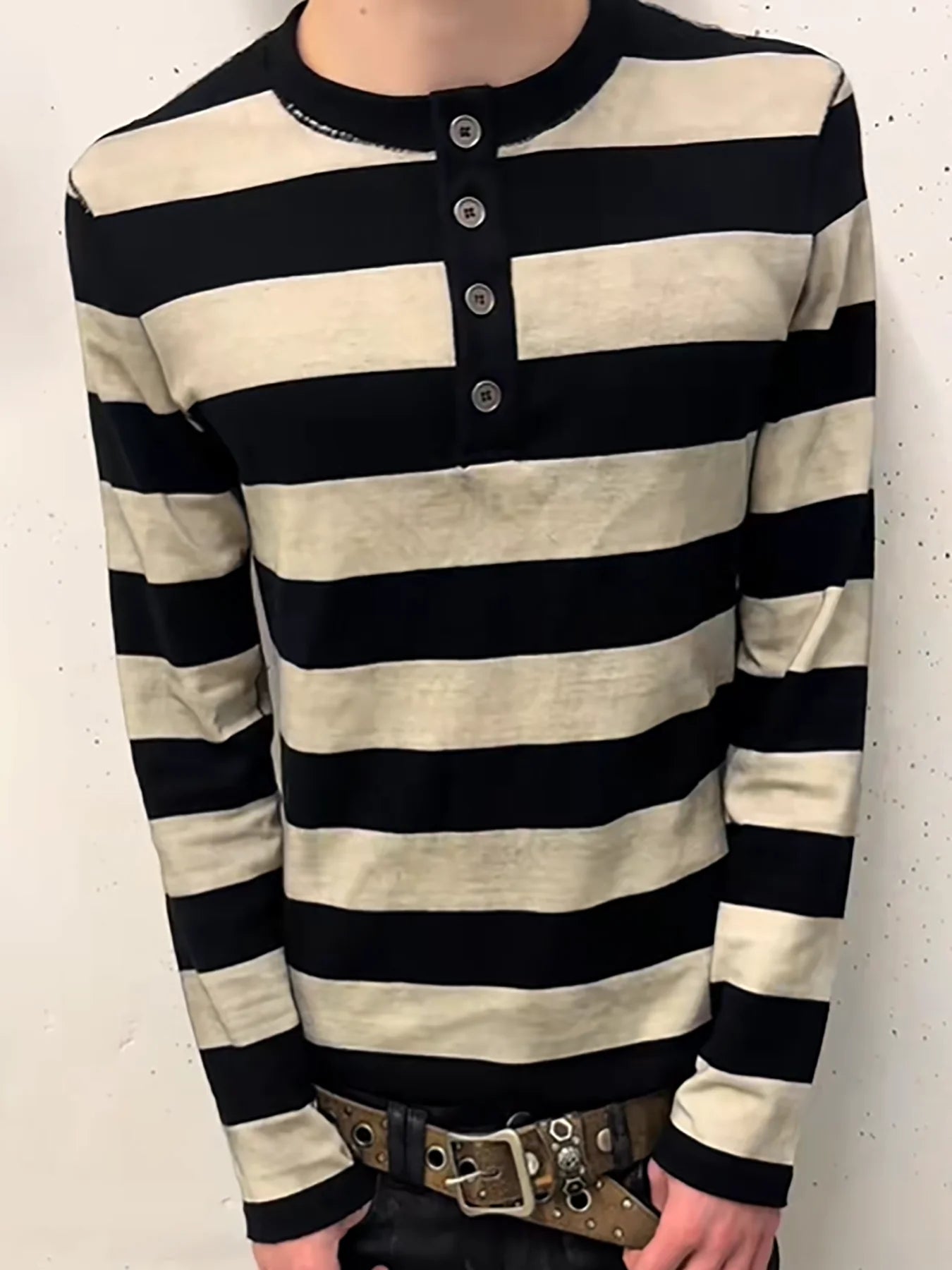 Y2k retro fashion street punk style striped loose and loose personality niche casual round neck sweatshirt