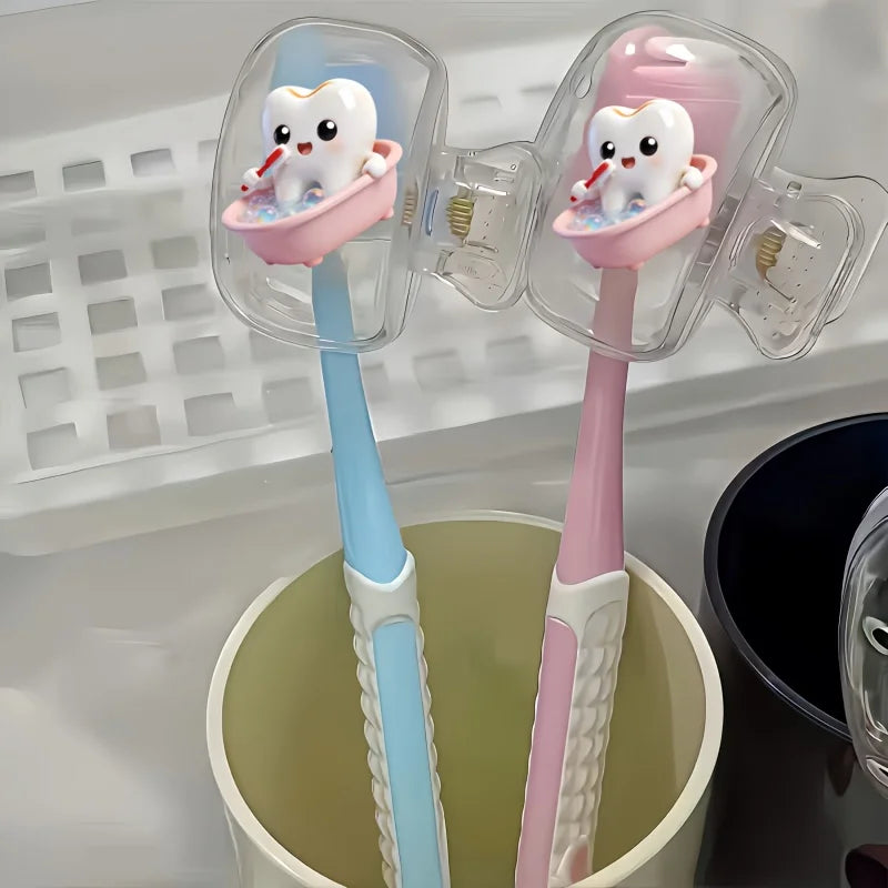 2pcs Washing Teeth Toothbrush Storage Clip Household Portable Travel Essential Toothbrush Protective Cap Storage Box Party Gifts