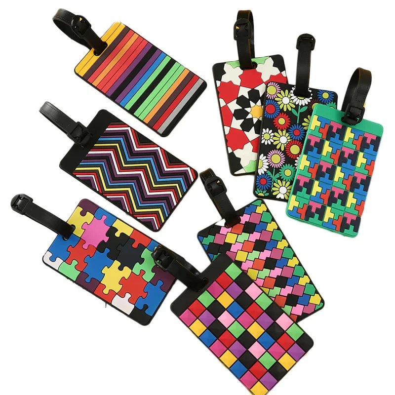 1PCS New Suitcase Color Pattern Luggage Tags Design ID Tag Luggage Label Address Holder Identifier Label Travel Accessories