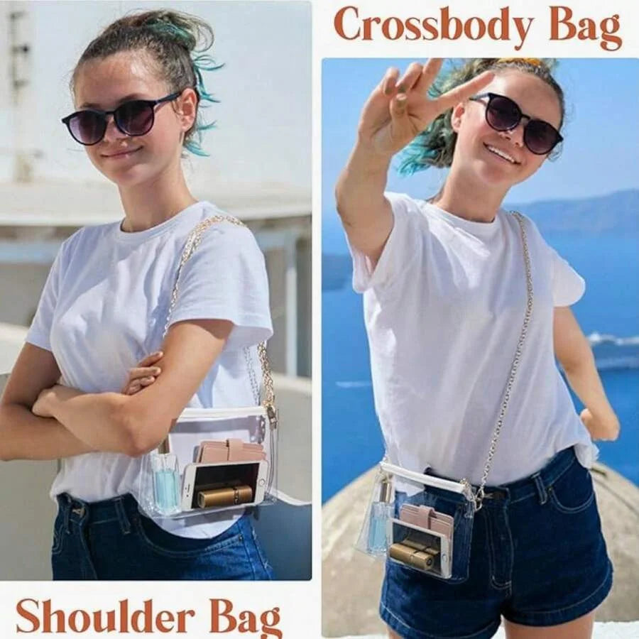 Transparent Envelope Shoulder Bag,Mini Bag Clear Pvc Adjustable Strap For Daily,  Clutch Clear Purse Crossbody Shoulder Bags Stadium Approved Bags