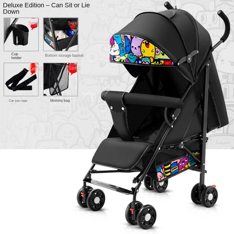 Baby Buggy Can Sit or Lie Down Lightweight Folding Locket Umbrella Car Baby 0 to 3 Years Old Child Stroller