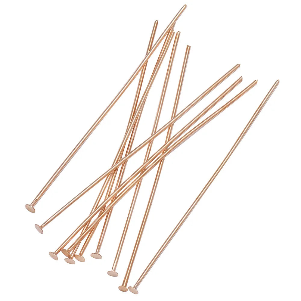 100PCS 2inches (50mm) Copper Flat Head Pins Open Eye Pins For Jewelry Making Basics Findings Accessories