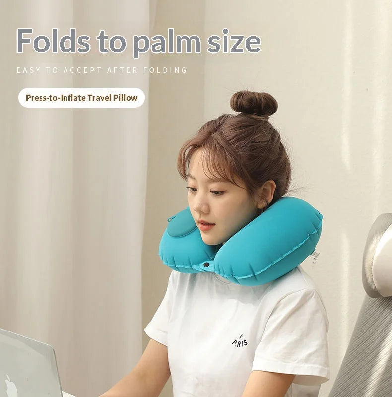 Travel Compression Inflatable Pillow Square Pillow Outdoor Portable Foldable Cushion Waist Support Inflatable U-shaped Pillow