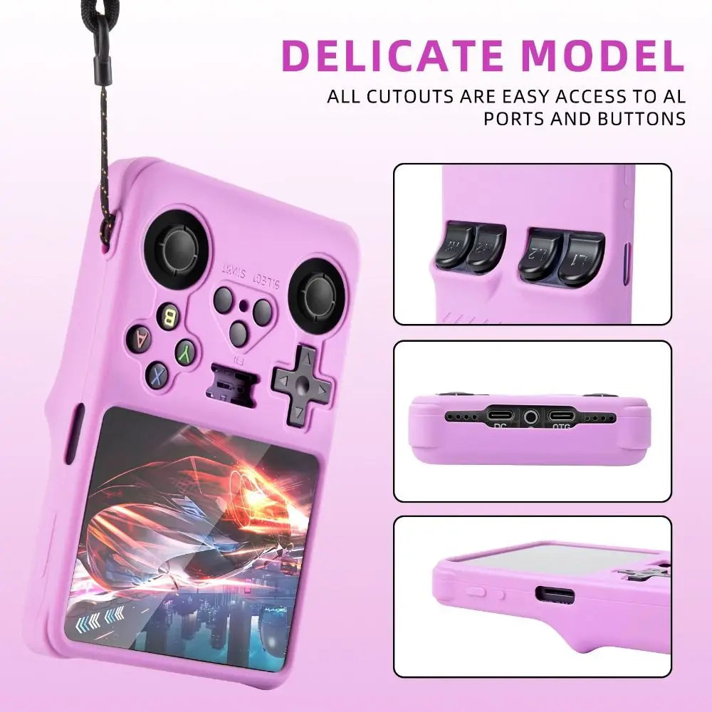 Silicone Protective Case with Lanyard Dustproof Game Console Cover Anti-Scratch Shockproof Sleeve Shell for R36S Accessories