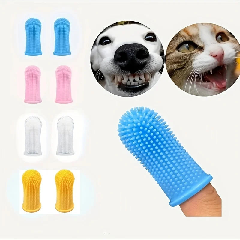 4PCS Ultra-Soft Pet Finger Toothbrush for Cats and Dogs, Gentle Teeth Cleaning & Oral Care Tool