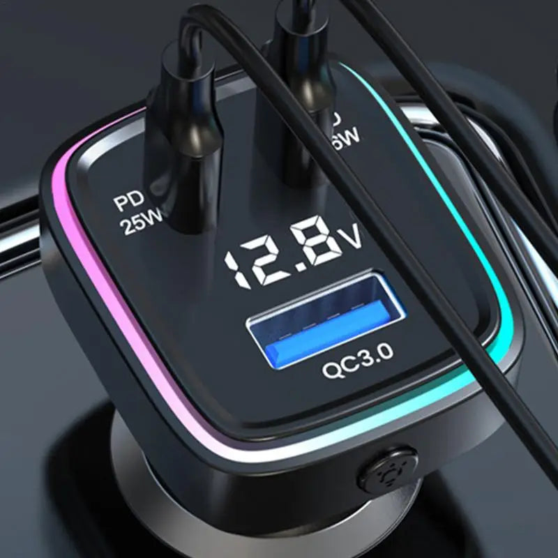 Car Phone Charger Auto Phone USB C Adapter Automobile Fast Charging Car Phone Charger 3 Ports Car Charger Adapter With Voltage &