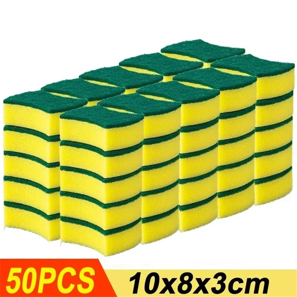 10-100PCS Non-Scratch Cleaning Scrub Sponges Kitchen Dish Sponge Scouring Pad For Washing Dishes Pots Pan Glass Sink Bathroom