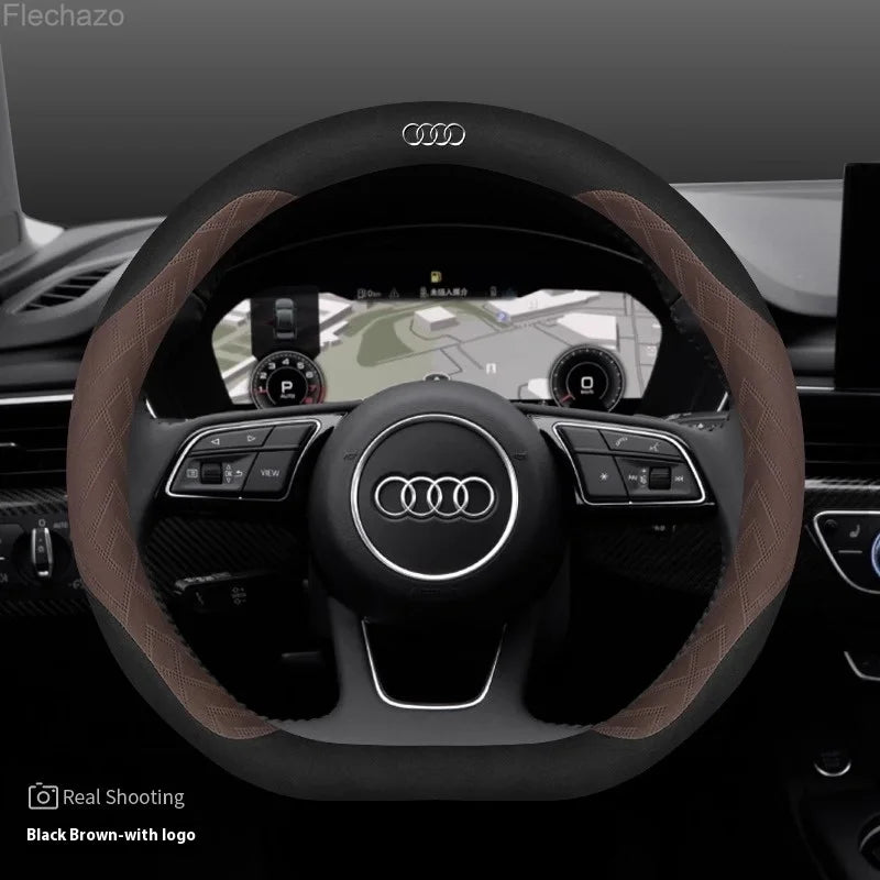 Car Steering Wheel Cover For Audi ABT A1 A2 A3 A4 A5 A6 A7 A8 Q2 Q3 Q4 Q5 Q7 Q8 TT RS3 RS4 RS5 RS6 RS7 S3 S4 S5 S6 S7 S8 S line