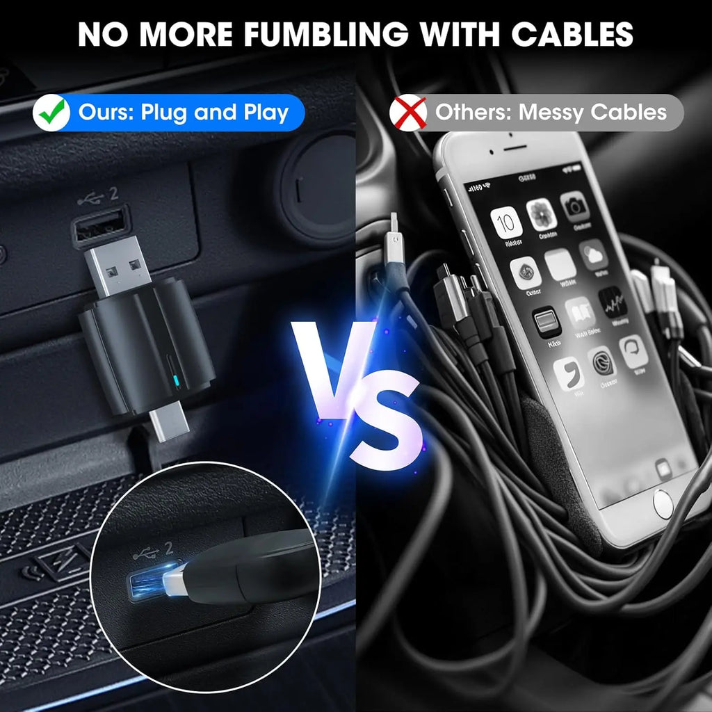 Wireless CarPlay Adapter Convert Wired CarPlay to Wireless for iPhone & Android Auto Plug & Play,Fast Auto-Connect