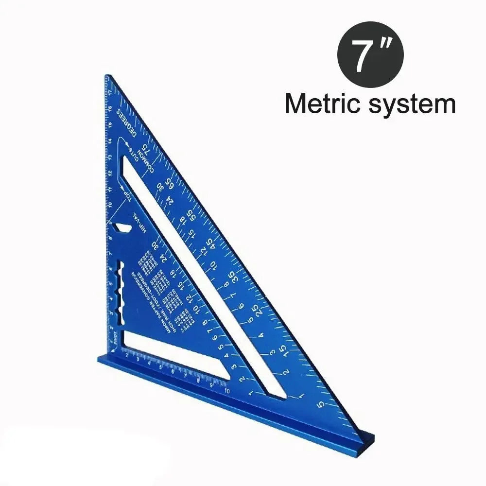 7-Inch Triangle Ruler Aluminum Alloy Measurement Tool with Inch & Metric ScaleCarpenter Speed Square Angle Ruler for Woodworking