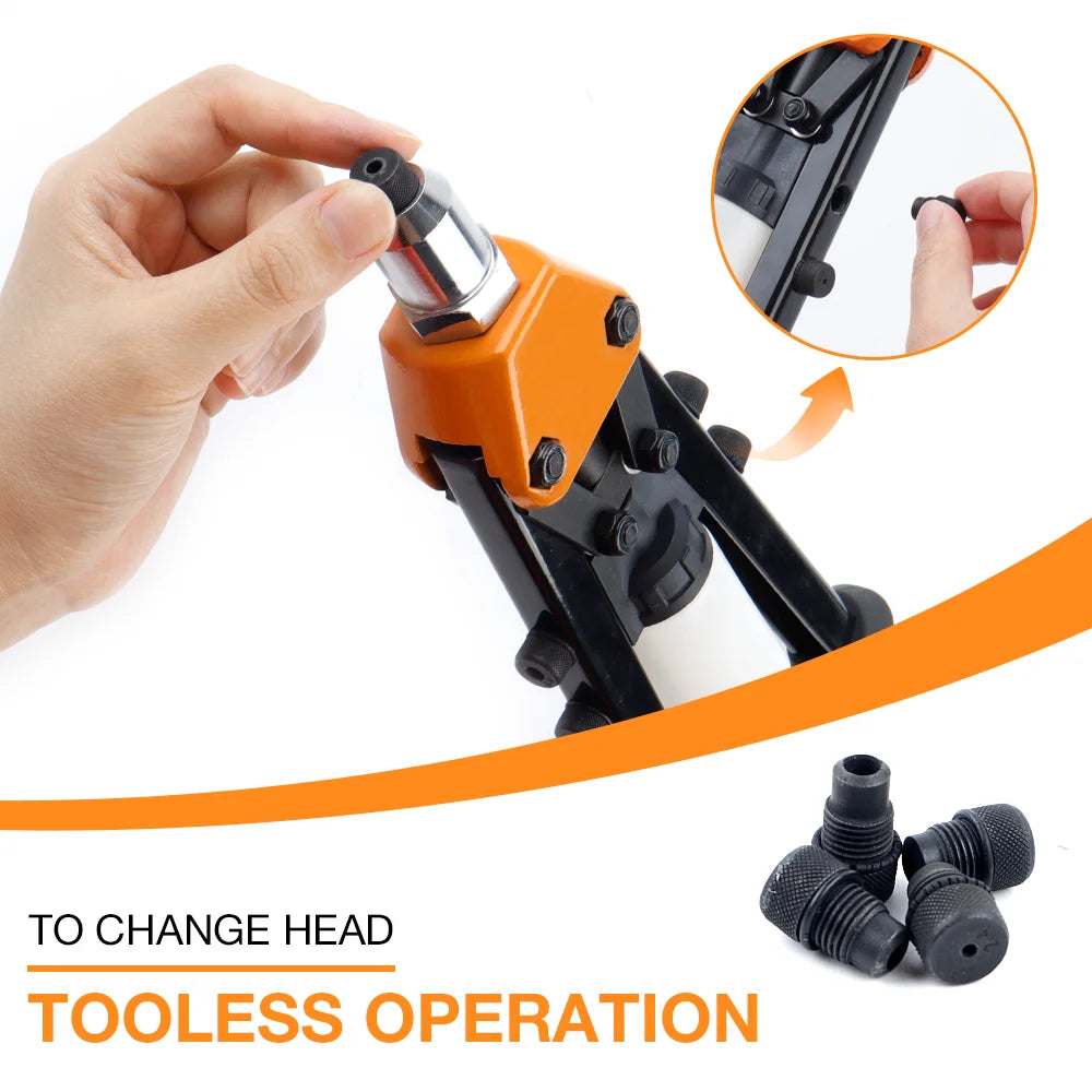 5 In 1 Manual Rivet Gun 2.4mm 3.2mm 4.0mm 4.8mm 6.4mm Multi-specification Riveting Tools, Home Riveting Machine, Pull Rivet Gun