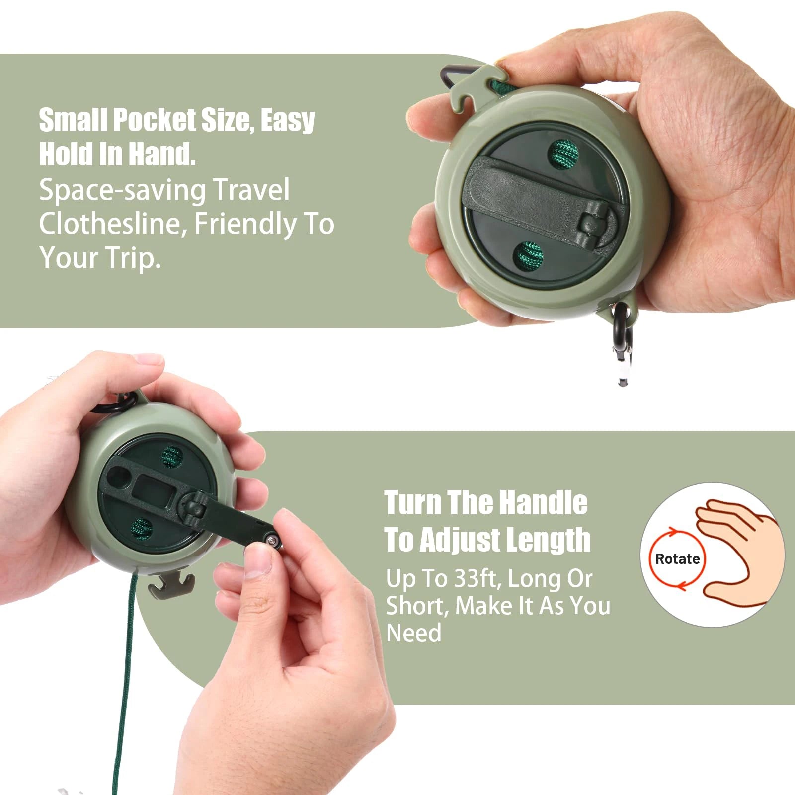 Multifunctional Portable Clothesline, Adjustable Retractable Clothes Line for Outdoor Camping Travel Home Use