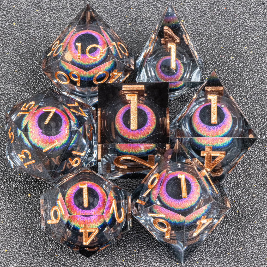 Handmade D&D Polyhedral Dice Set for Dungeons and Dragons, D and D Dice, Sharp Edged Resin D&D Dice Set Gifts, D20 Dice