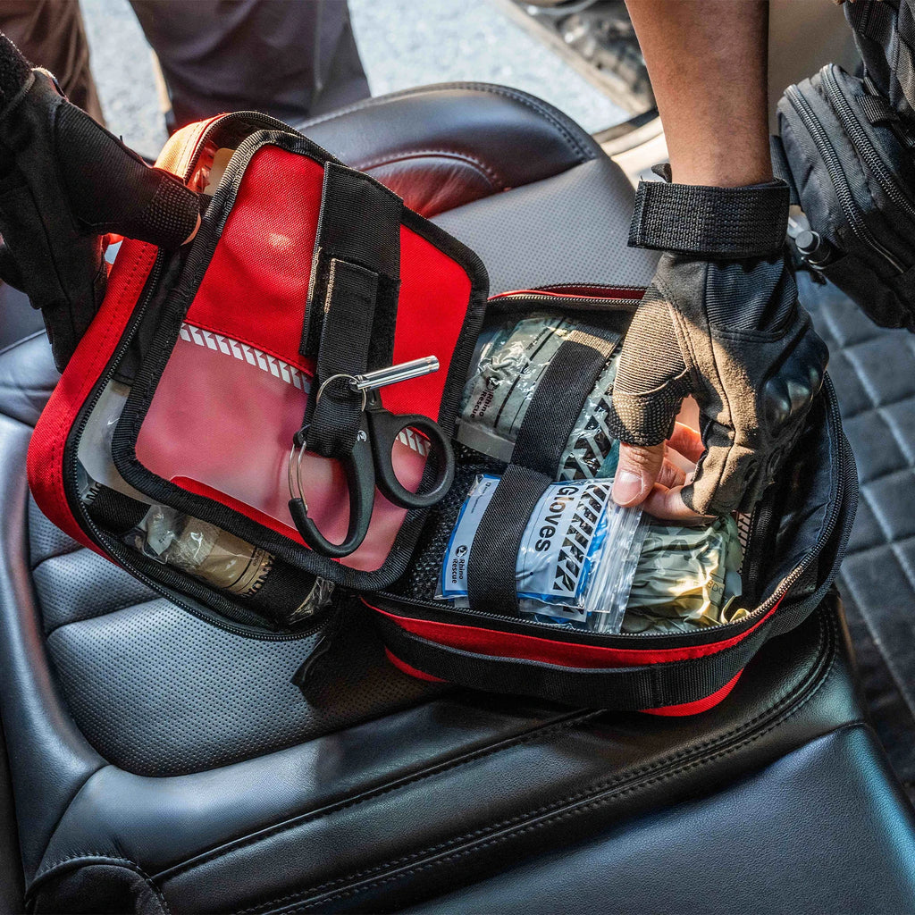 RHINO RESCUE Compact Vehicle First Aid Pack, Disaster Preparedness Kit, Molle Storage Pouch for Outdoor & Home Safety