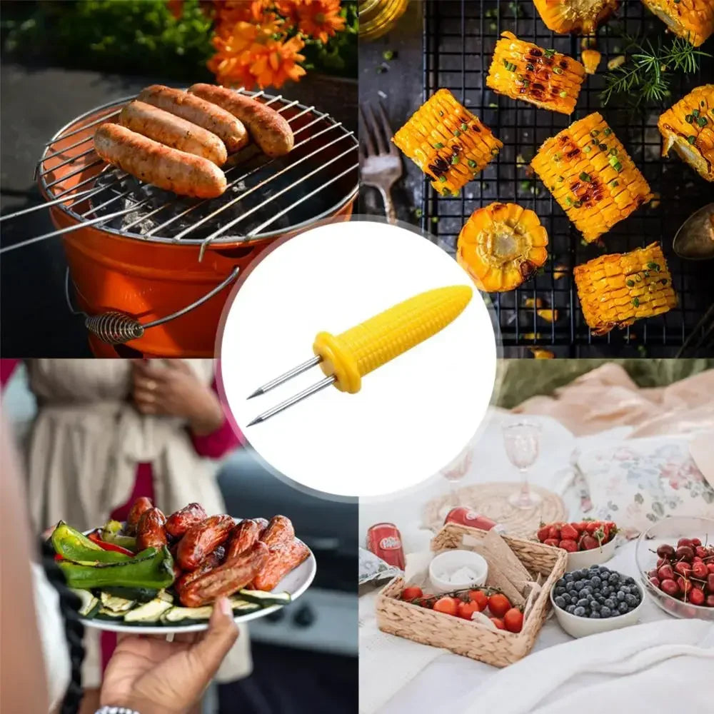 10/20/30Pcs Corn Fork BBQ Stainless Steel Corn Holders Handheld Anti Scalding Needle On The Cob Double Fork Barbecue Tool