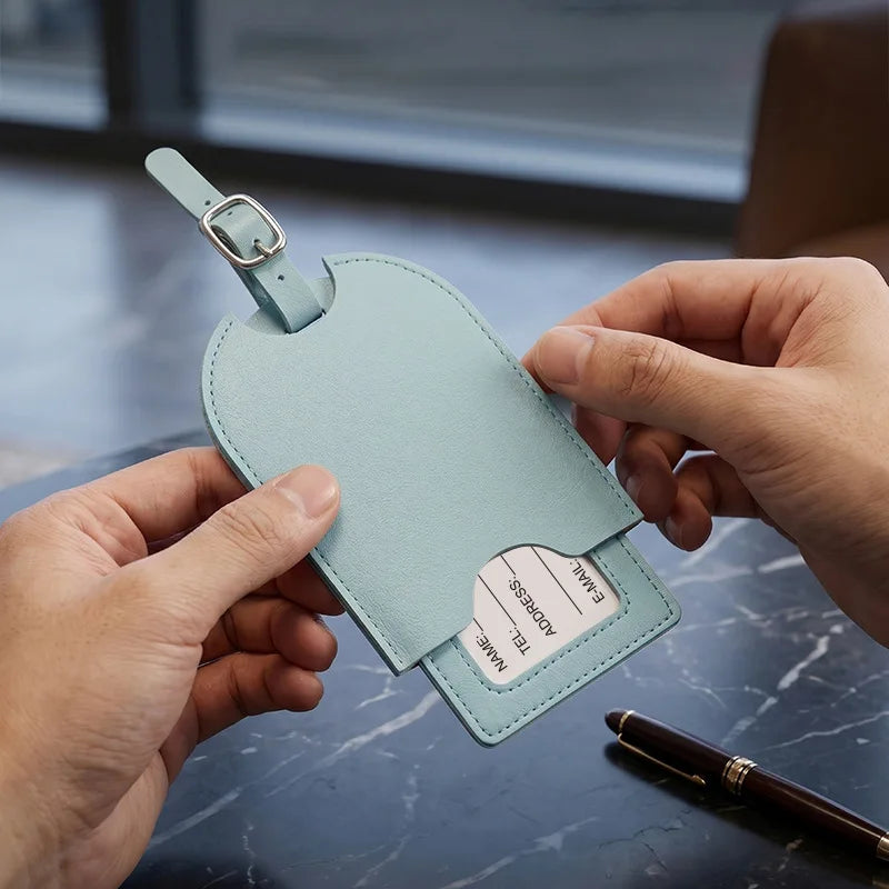 1PC PU Leather Luggage Tag Women Men Fashion Travel Accessories Suitcase Tags Name ID Address Lable Bag Tags for Luggage