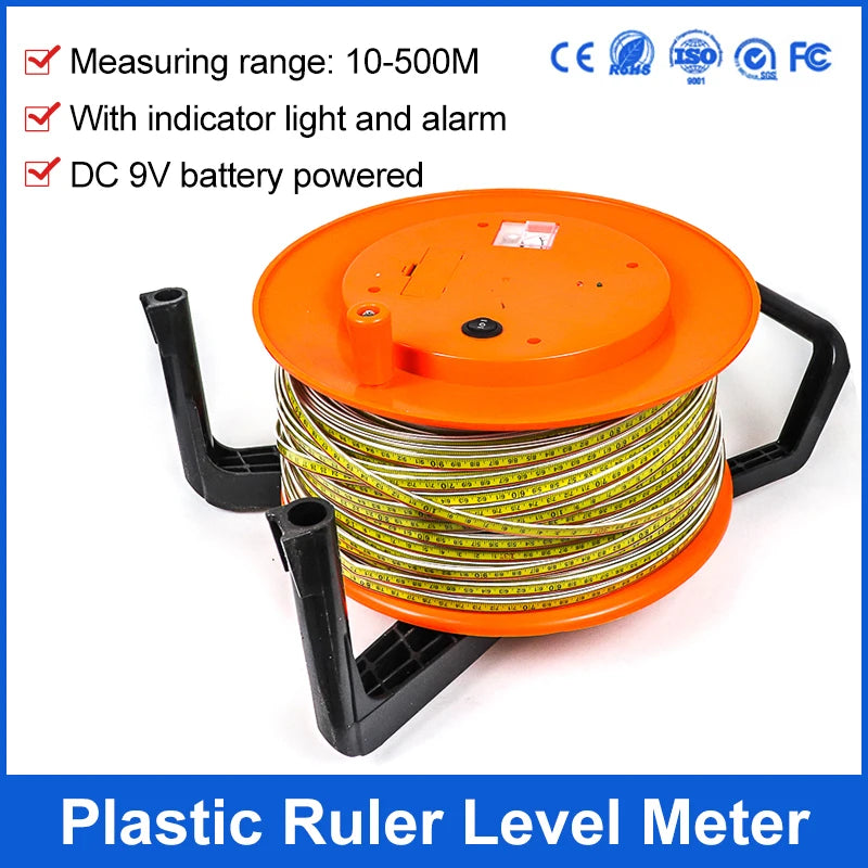 0-500M Plastic Portable Steel Ruler Water Level Meter With Alarm For Deep Wall