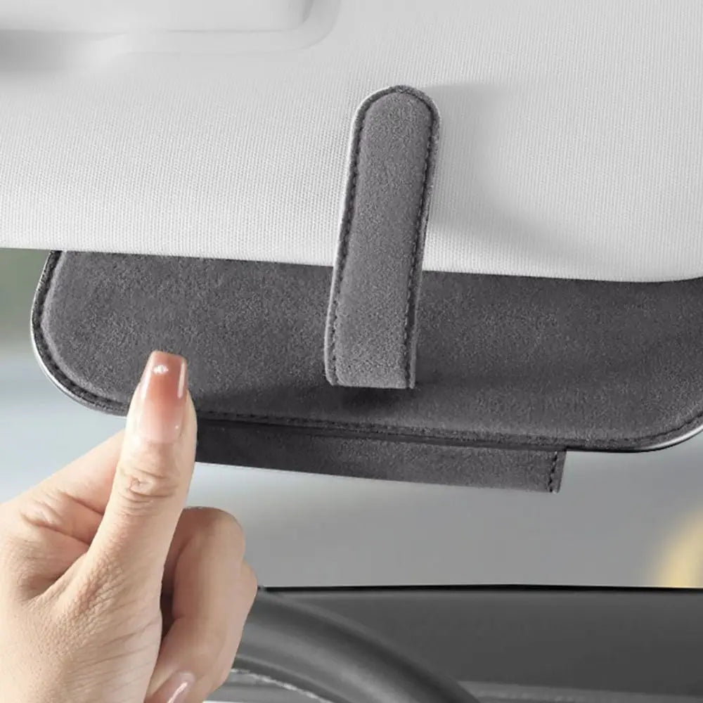 Luxury Cowhide Sun Visor Glasses Holder Car Storage Box For Car Sunglasses Holder Sunglasses Protective Box Car Storage Tool